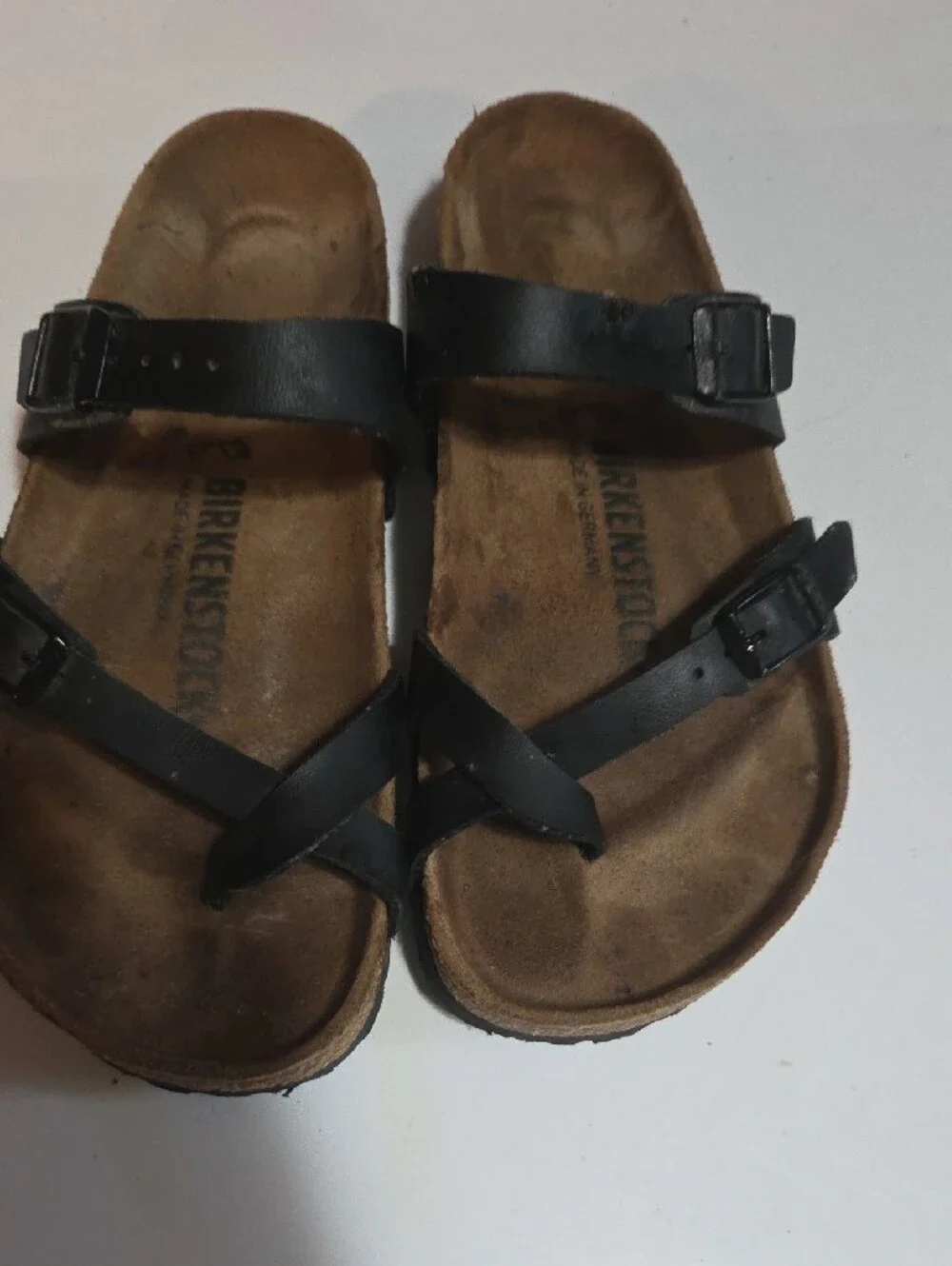 Birkenstock Black Leather Strappy Slide Sandals